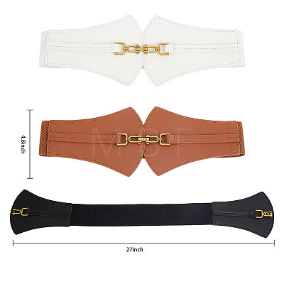 Globleland 3Pcs 3 Colors Imitation Leather Elastic Corset Belts AJEW-GL0002-23-1