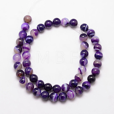 Natural Striped Agate/Banded Agate Bead Strands X-G-K166-13-10mm-04-1