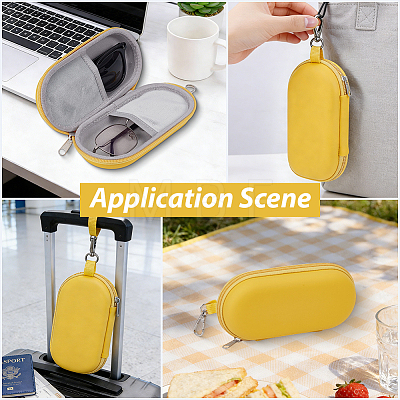 1Pc Oval PU Leather & Velvet Glasses Case AJEW-CN0007-23-1