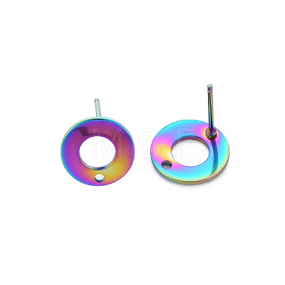 Rainbow Color 304 Stainless Steel Stud Earring Findings STAS-N098-019-1