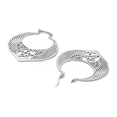 304 Stainless Steel Wing with Star Hoop Earrings for Women EJEW-R156-05P-1