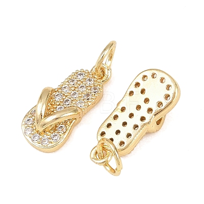Brass Micro Pave Clear Cubic Zirconia Charms ZIRC-G153-28G-1