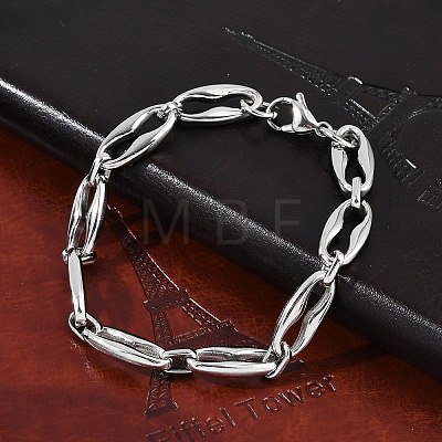 304 Stainless Steel Coffee Bean Chain Bracelets for Women Men BJEW-F488-45P-1