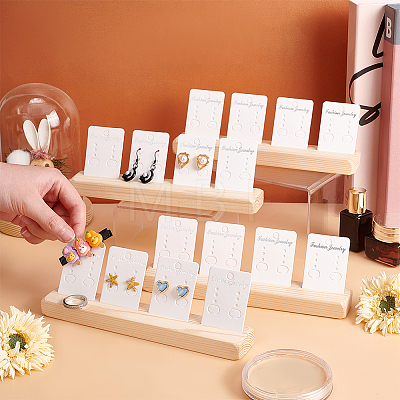 4Pcs Wooden Jewelry Display Card Stands ODIS-WH0027-046-1