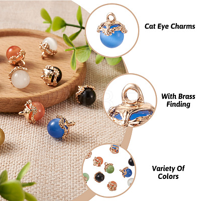 Fashewelry 10pcs 5 colors Cat Eye Glass Charms CE-FW0001-01-1