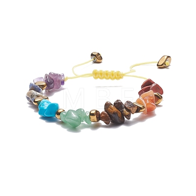 Natural & Synthetic Mixed Gemstone Chips Braided Bead Bracelet BJEW-JB08079-1