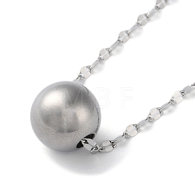 304 Stainless Steel Round Ball Pendant Necklaces NJEW-Z026-01P-1