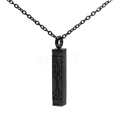 304 Stainless Steel Rectangle with Tree of Life Pendant Urn Ashes Necklaces NJEW-WH0036-030EB-1