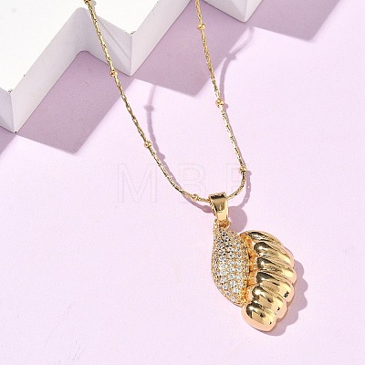 304 Stainless Steel Micro Pave Clear Cubic Zirconia Pendant Necklaces for Women NJEW-Z103-01G-03-1