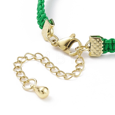 Glass Braided Flower Link Bracelet for Women BJEW-TA00130-01-1