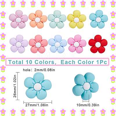 10Pcs 10 Colors Food Grade Eco-Friendly Silicone Beads SIL-SC0001-27-1