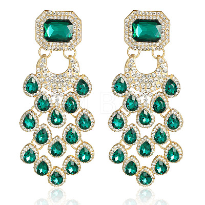 Teardrop with Rectangle Alloy Rhinestone Chandelier Earrings FS-WGBF96F-01-1
