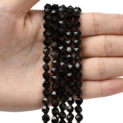 Natural Golden Sheen Obsidian Beads Strands G-Z119-A10-01-1