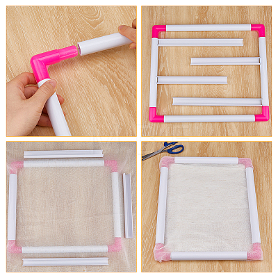 2Pcs 2 Styles Rectangle Plastic Embroidery Hoops TOOL-HS0001-01B-1