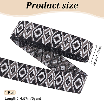 5 Yards Ethnic Style Embroidery Flat Polyester Elastic Rubber Cord/Band SRIB-FG0001-11B-1