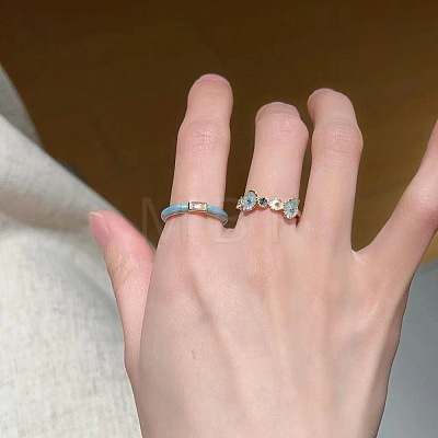 Alloy Enamel with Rhinestone Cuff Open Rings for Women FS-WGC14BE-01-1