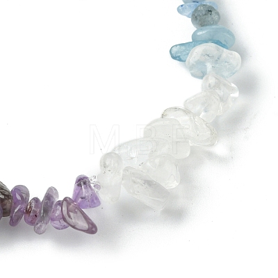 Natural Quartz Crystal & Lapis Lazuli & Apatite & Amethyst & Dyed Howlite Chip Beaded Stretch Bracelets for Women BJEW-JB10817-1