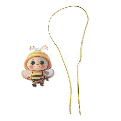 Cute Bees Acrylic Pendant Decoration HJEW-G026-01A-1