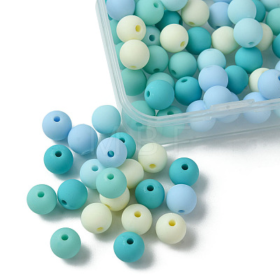 70Pcs Rubberized Style Acrylic Beads MACR-FS0001-71A-1