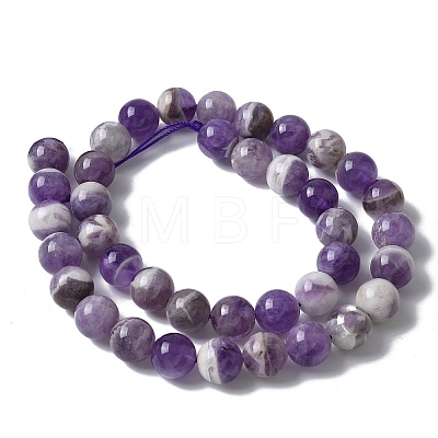 Faceted Round Natural Chevron Amethyst Bead Strands G-S380-01A-1