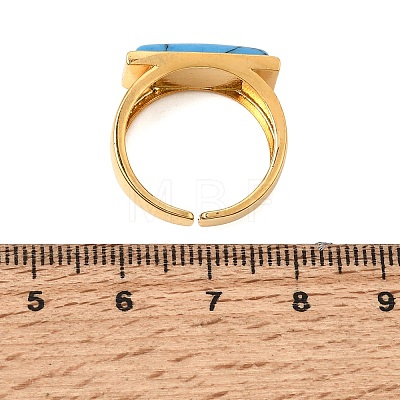 Brass with Synthetic Turquoise Cuff Open Rings for Women GG-CBA0B5A-04G-06-1