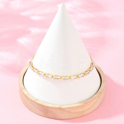 Rectangle Brass Micro Pave Cubic Zirconia Slider Bracelets KK-A305-02G-01-1