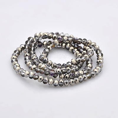 Half Plated Faceted Rondelle Electroplate Glass Beads Strands GLAA-A024C-HP04-1