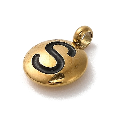 304 Stainless Steel Black Enamel Charms STAS-R009-01G-S-1