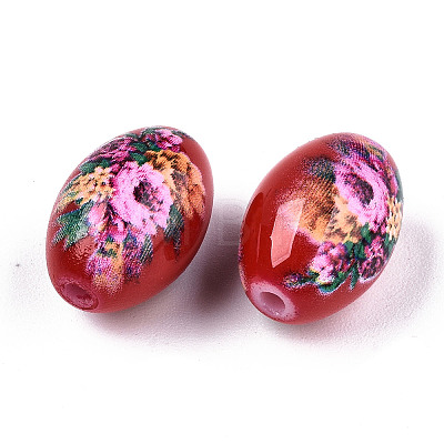 Printed & Spray Painted Opaque Glass Beads LS-GLAA-S047-07B-D01-1