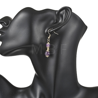 Natural Amethyst Round Dangle Earrings EJEW-JE06822-01-1