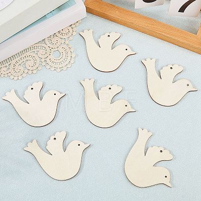 20Pcs Unfinished Wood Pendant Decoration BIRD-CP0001-02-1