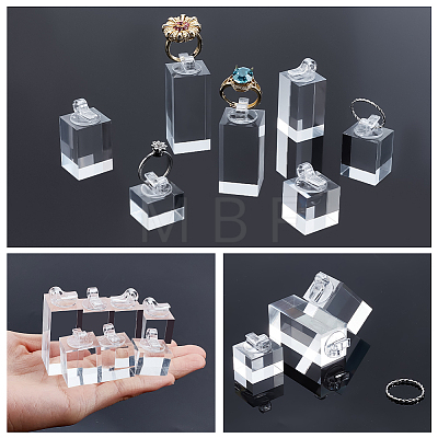 7Pcs 7 Sizes Acrylic Ring Display Riser Stand Sets ODIS-WH0099-256A-1