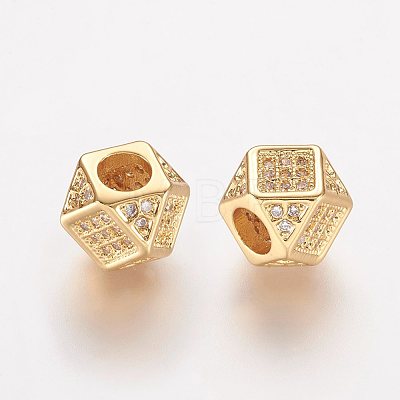 Brass Micro Pave Cubic Zirconia Beads ZIRC-K063-20-1