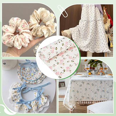 Flower Pattern Cotton Fabric DIY-WH0504-985E-1