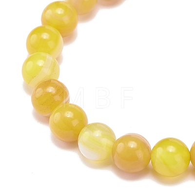 Natural Agate Round Beaded Stretch Bracelet BJEW-JB08396-1