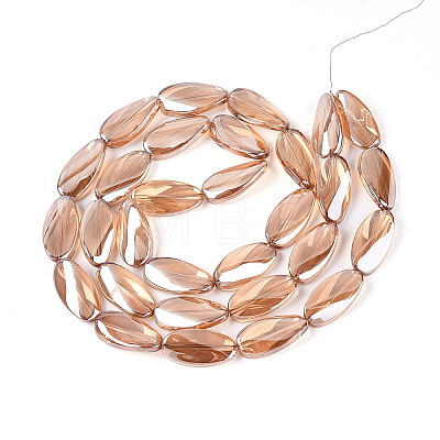 Electroplate Transparent Glass Beads Strands EGLA-N055-02D-1