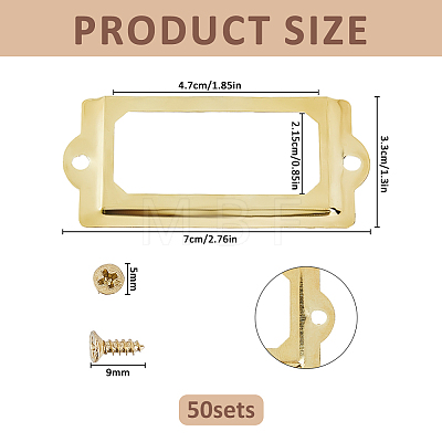 50Pcs Rectangle Iron Label Frame FIND-FH0018-09G-1