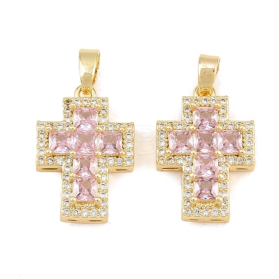 Easter Brass Pink Cubic Zirconia Pendants KK-E800-10G-1