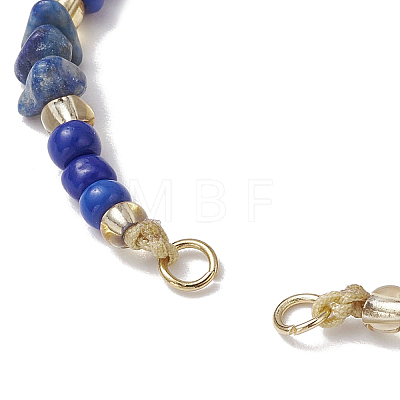 Natural Lapis Lazuli Chips & Handmade Seed Beads Braided Bracelet Making AJEW-MZ00004-06-1