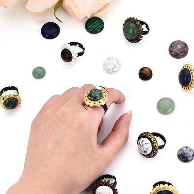 Adjustable Alloy & Iron & Rhinestone Bezel Cup Ring Base with Rotatable Tray MAK-T012-15G-1