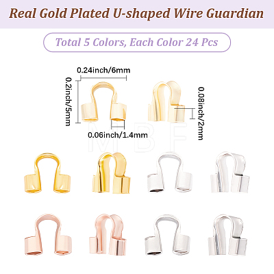 120Pcs 5 Colors Brass Wire Guardian KK-BBC0028-57B-1