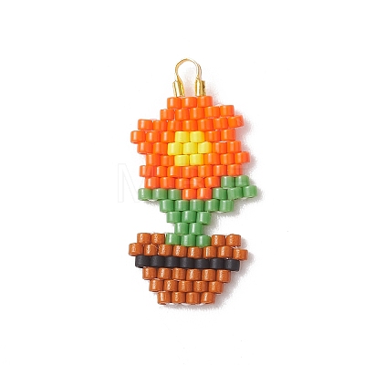 MIYUKI Glass Seed Beaded Pendants PALLOY-MZ01259-02-1