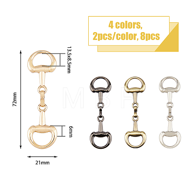 SUPERFINDINGS 8Pcs 4 Colors Alloy D Ring Snaffle Bit Buckles FIND-FH0008-51-1