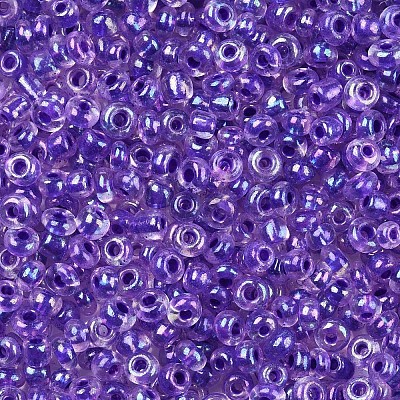 8/0 Transparent Colours Rainbows Glass Seed Beads SEED-R051-08B-01-1