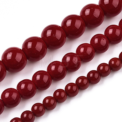 Opaque Solid Color Glass Beads Strands GLAA-T032-P6mm-05-1