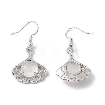 Natural Quartz Crystal Ginkgo Leaf Dangle Earrings with Crystal Rhinestone EJEW-A092-03P-16-1