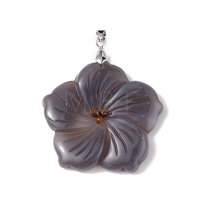 Natural Grey Agate Big Pendants G-B040-01P-04-1