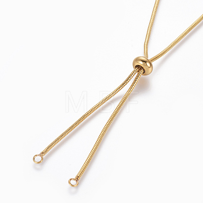 Adjustable 304 Stainless Steel Slider Necklaces MAK-L026-06A-G-1