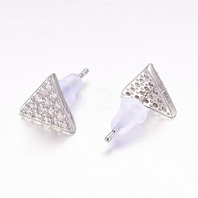 Brass Micro Pave Cubic Zirconia Stud Earrings EJEW-P119-17P-1