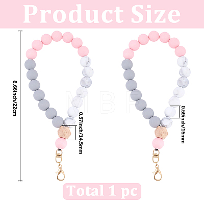 1Pc Silicone & Wood Pendant Decorations HJEW-BM0001-61A-1